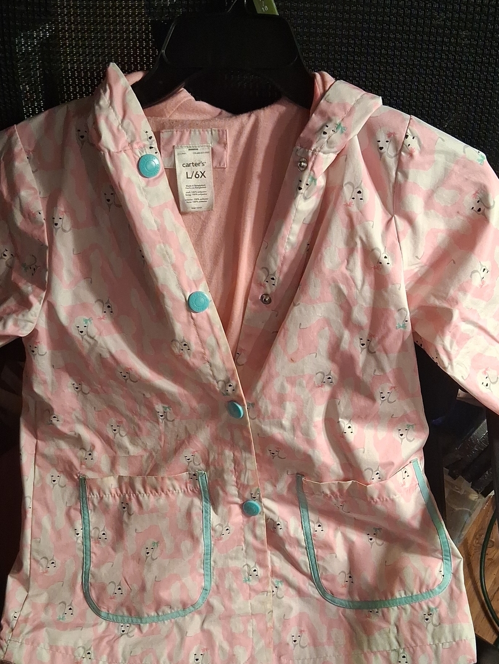 Carter's Pink Hooded Rain Jacket with Animal Face Print I